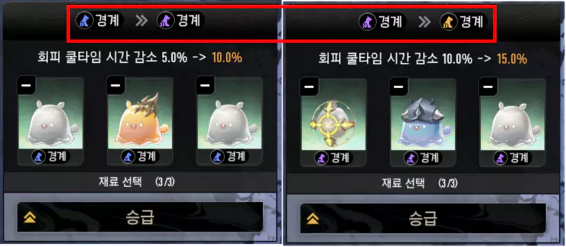 마령 잠재력 효과 강화 등급