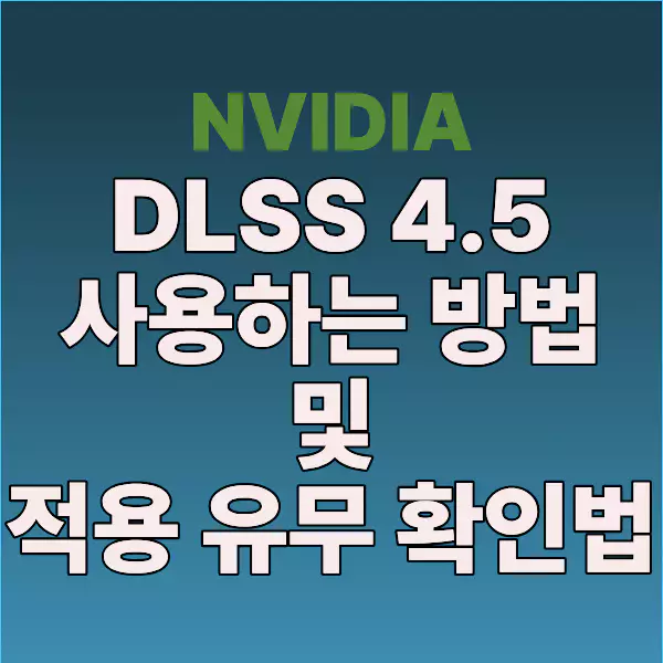 NVIDIA DLSS 4.5 사용 방법, 적용 방법, 적용 유무 확인 방법