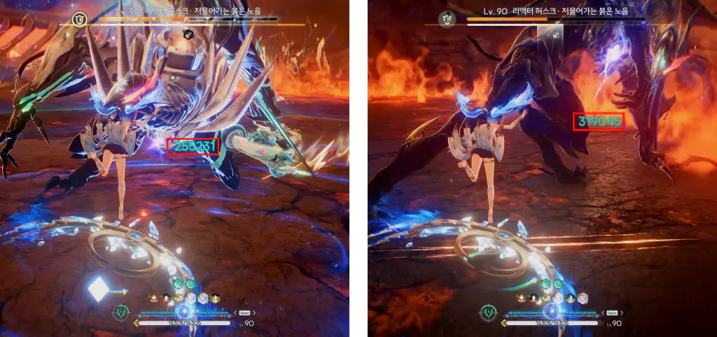 피해 증가효과 적용 전 적용 후