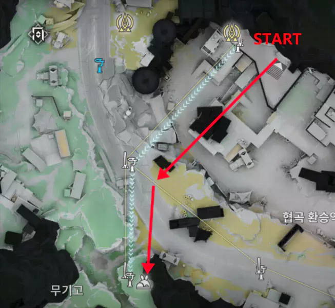 장거리 집라인 연속 이동 연결 지점
 지정 기능 사용 방법2