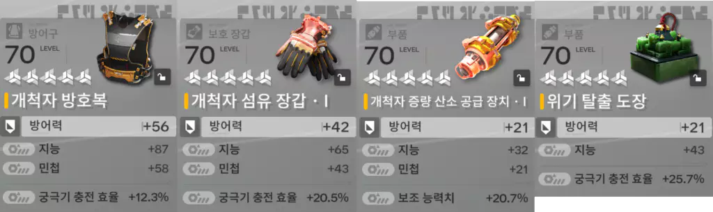 아크라이트 궁충 위주 장비 세팅