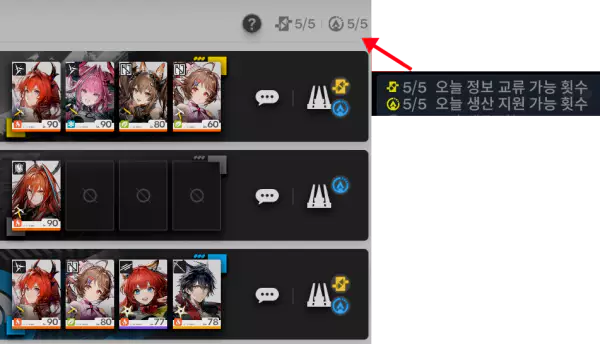 친구 방문 컨텐츠 크레딧 파밍2 생산 지원 가능 횟수 확인