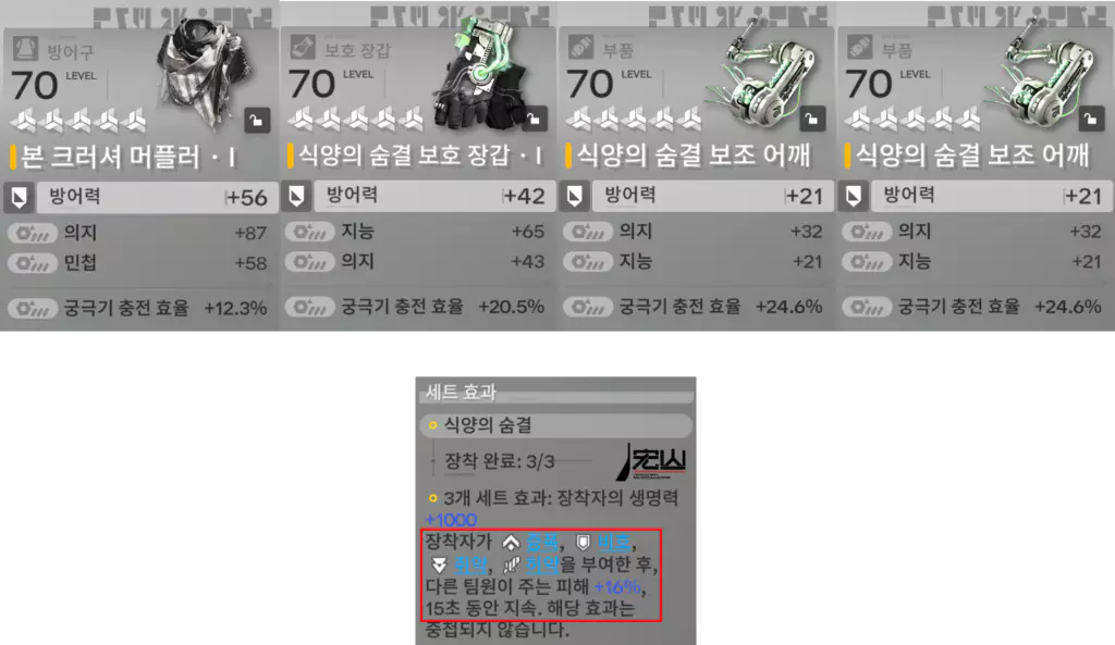 질베르타 장비 세팅 추천