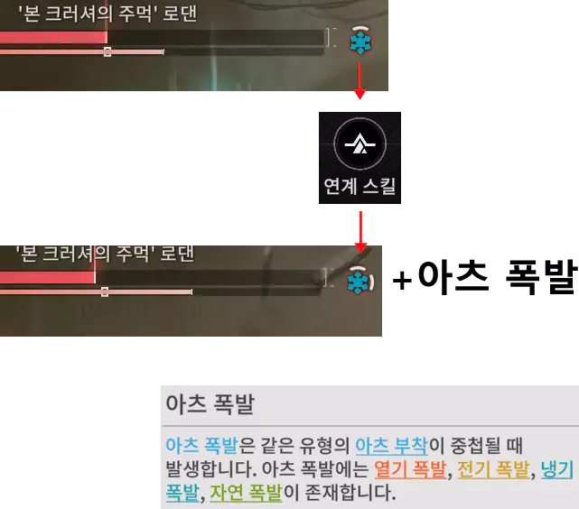 아츠 폭발과 아츠 부착 설명