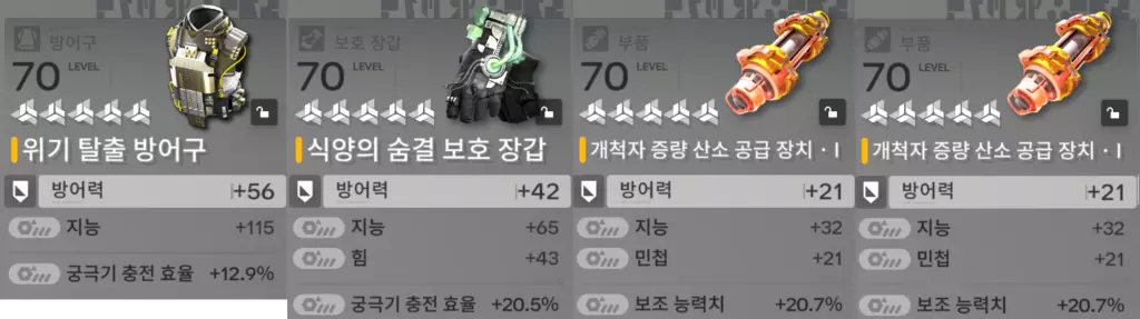 자이히 지능 위주 장비 세팅