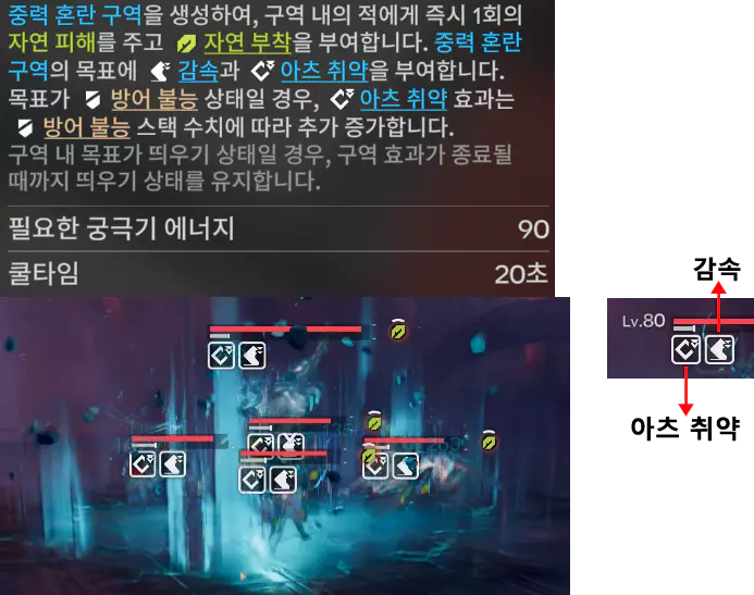 질베르타 궁극기
자연 부착과 취약 효과