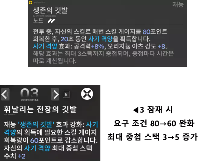 포그 재능과 사기 격양 버프 포그 3잠재 효과