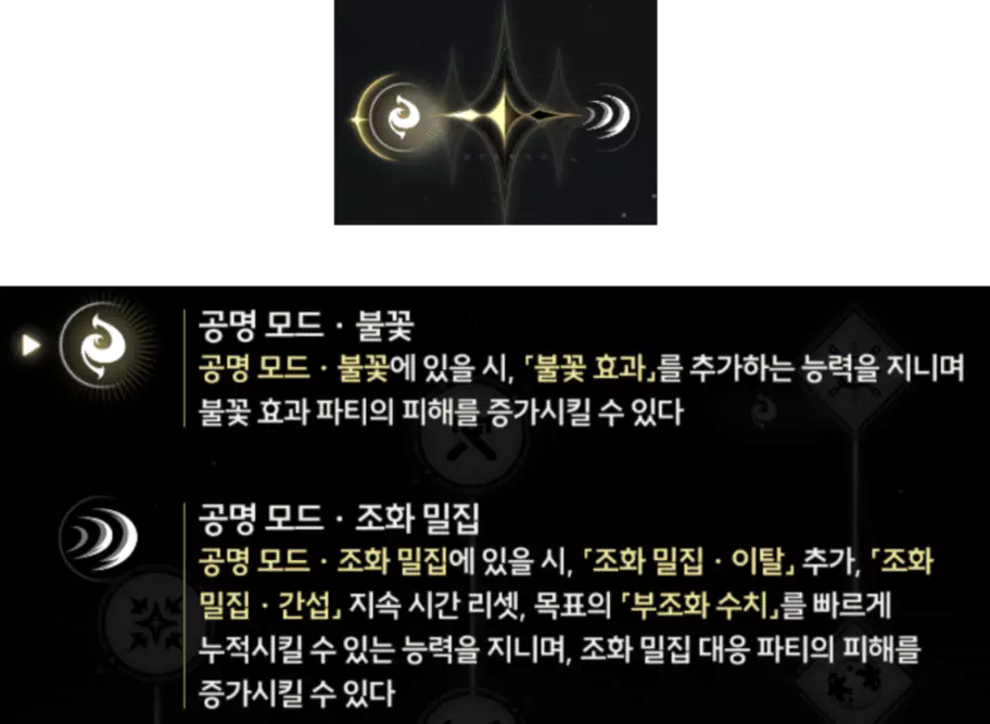 데니아 공명 모드 불꽃 조화 밀집