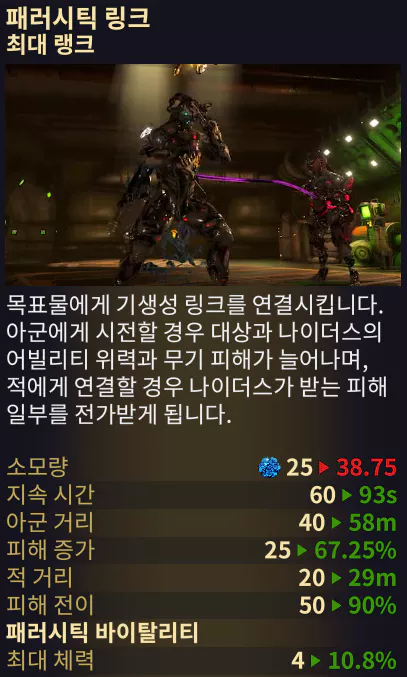 나이더스 3 어빌리티 스킬
패러시틱 링크 Parasitic Link