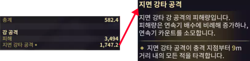 공중에서 휠 클릭 시 지면 강타 공격, 유저들 사이에서는 슬램이라 부르는
높은 피해의 광역 공격이 가능하며
높은 위치에서 사용할수록 피해 범위가 넓어집니다.